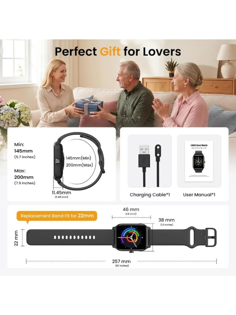 Smart Fitness Watch for Men, 1.8